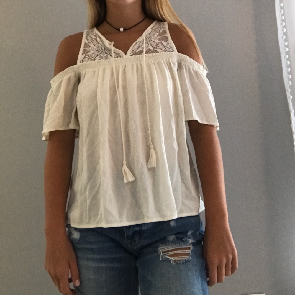 White Cold Shoulder Top